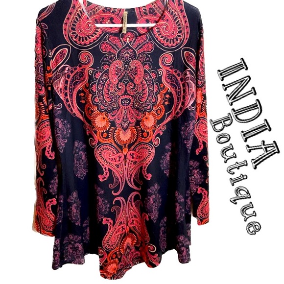 INDIA BOUTIQUE Beautiful Paisley Boho Tunic Long Sleeves Size OS(I’m XL~fits me) - Picture 1 of 3